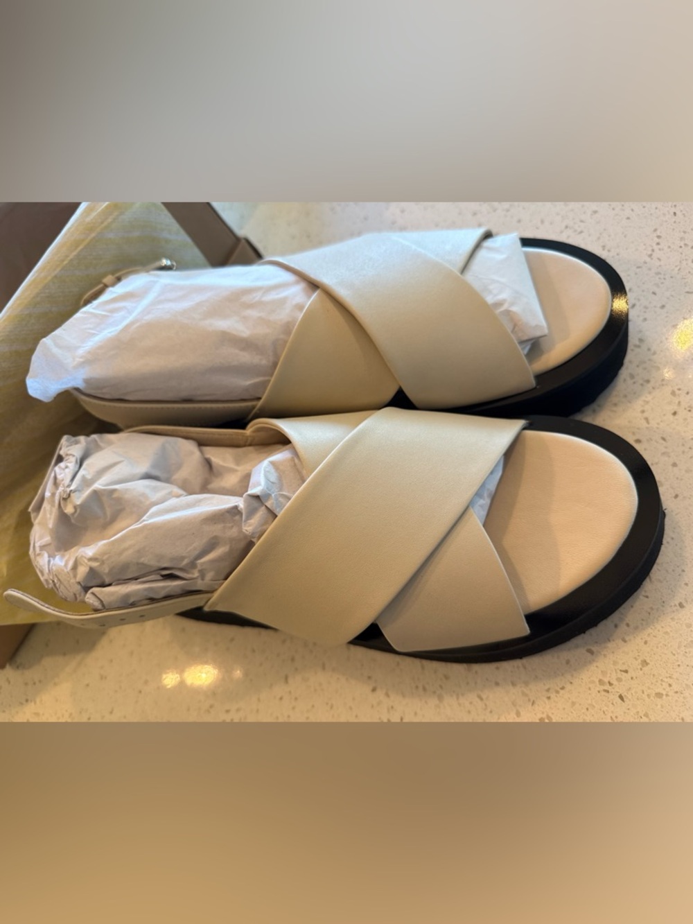 NIB✨ Maeve by Anthropologie cross strap platform sandal in Crème